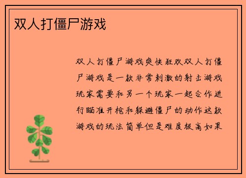 双人打僵尸游戏
